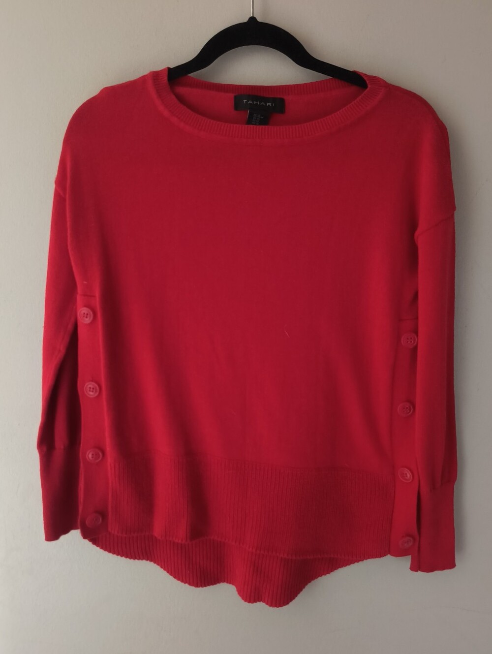 Tahari Red Crewneck Sweater Size XS